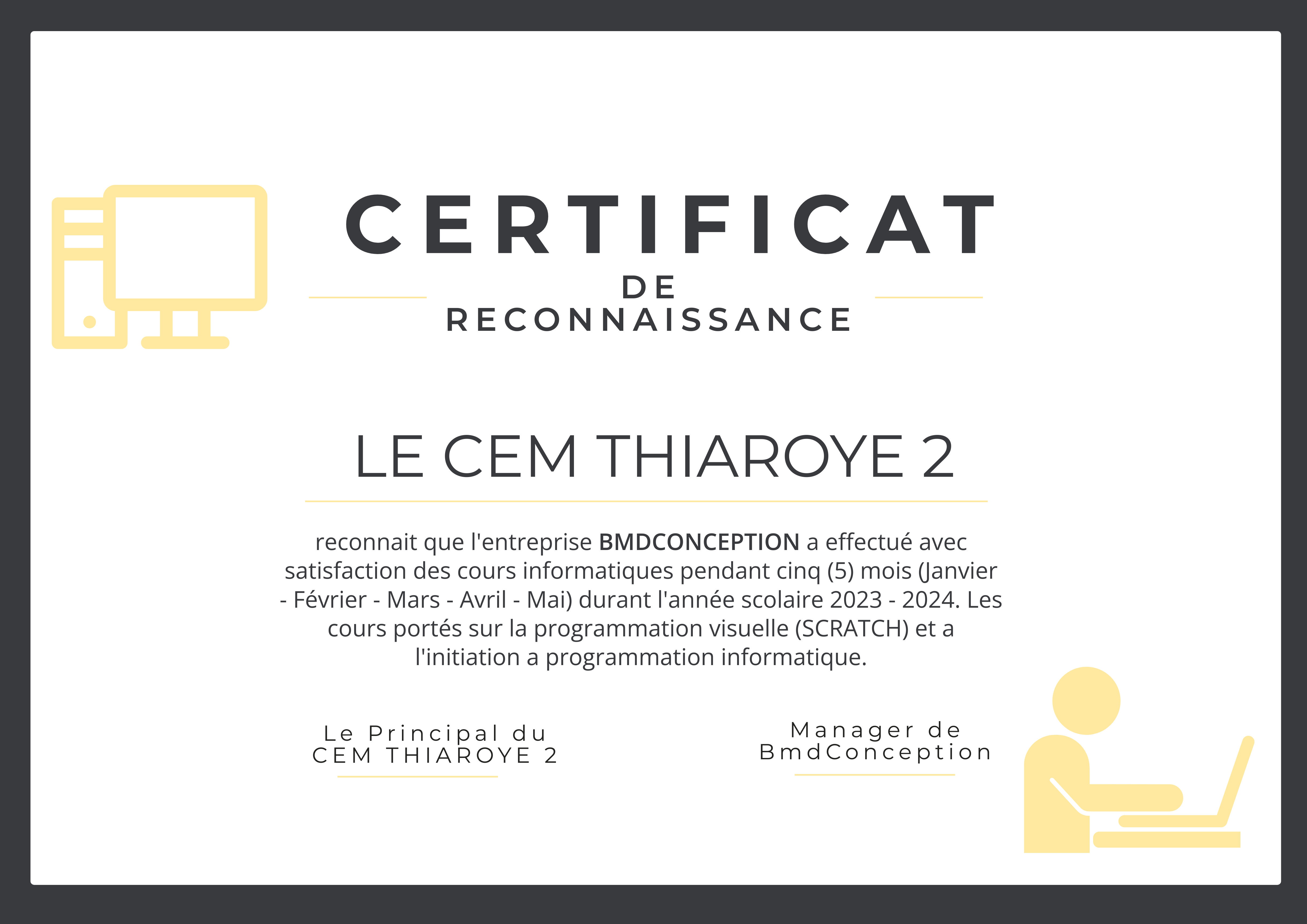 Deuxième certificat BMD Conception