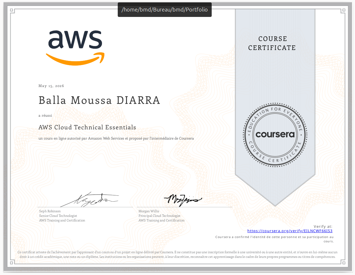 Certificat AWS Cloud Technical Essentials